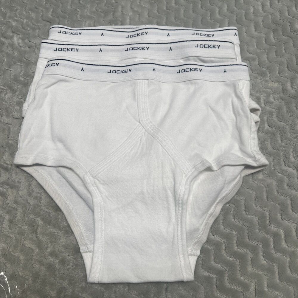 NEW 3 Jockey Classic Briefs White Underwear Mens Size 34 RN#61683 Inverted Y